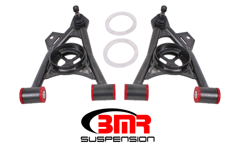 BMR Suspension AA043H BMR 94-04 Mustang Lower Non-Adj. A-Arms (Poly) w/ Tall Ball Joint / Spring Pocket - Black Hammertone