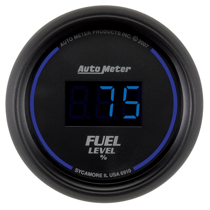 AutoMeter 6910 Autometer Cobalt Digital 52.4mm Black Programmable Empty-Full Range Fuel Level Gauge