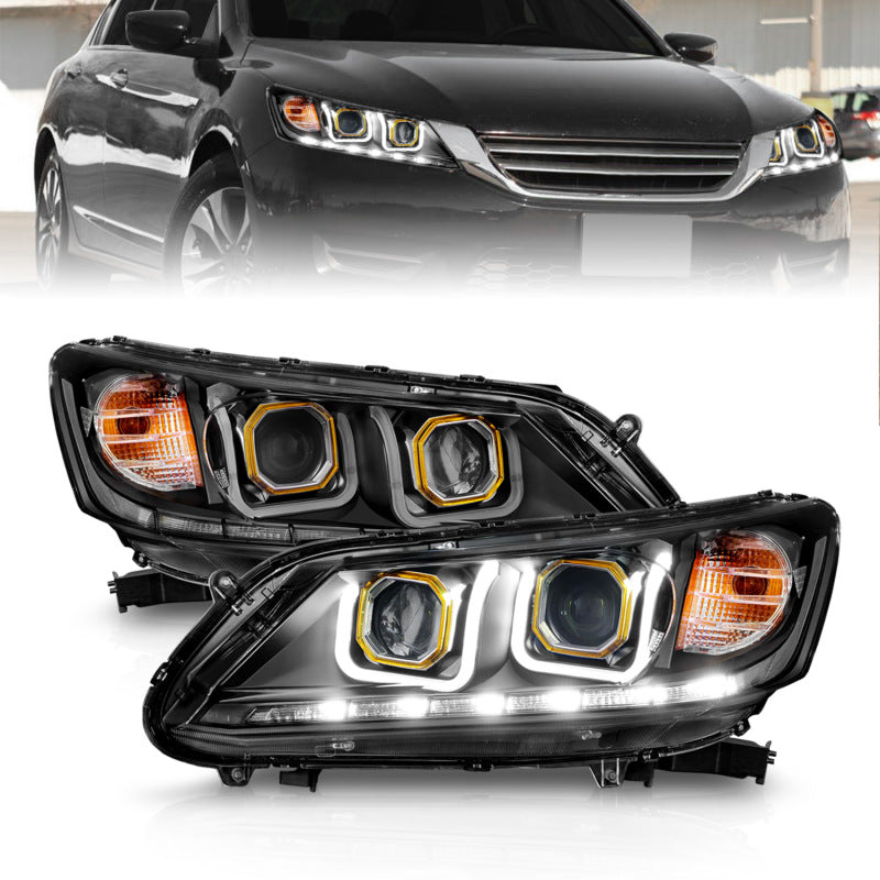 ANZO 121492 2013-2015 Honda Accord (4dr ONLY) Projector Headlights w/ U-Bar Black