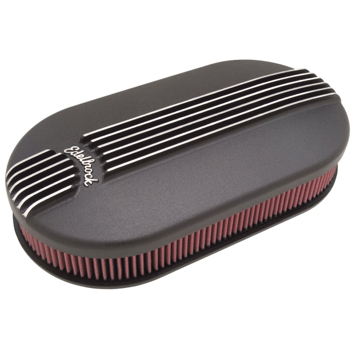 Edelbrock EDE41193 Billet Alum. Dual Carb A/C - Large Oval- Black