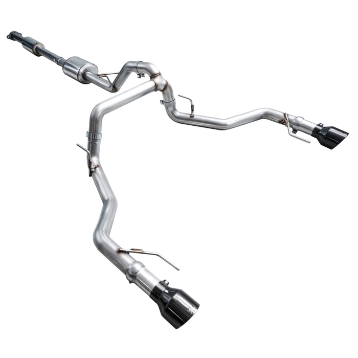 AWE Tuning 3015-33402 2021+ Ford F-150 Tremor (w/ Bumper Cutouts) 0FG Resonated Catback - Diamond Black Tips