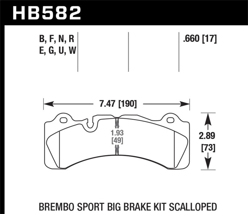 Hawk Performance HB582G.660 Hawk Brembo Scallped DTC-60 Race Brake Pads