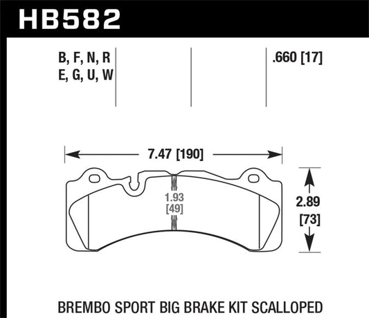 Hawk Performance HB582G.660 Hawk Brembo Scallped DTC-60 Race Brake Pads