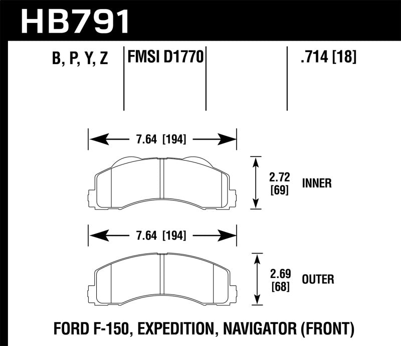 Hawk Performance HB791P.714 Hawk 14-16 Ford F-150 Front Super Duty Brake Pads