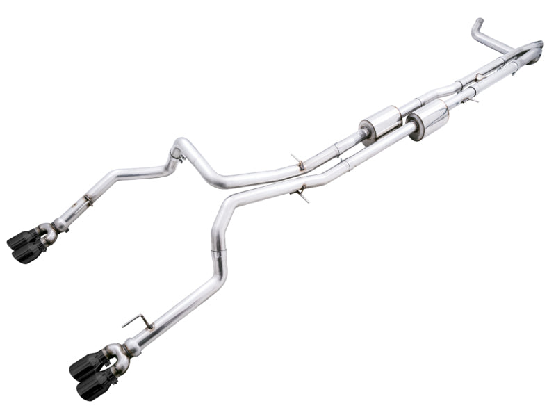 AWE Tuning 3015-43204 4th Gen GM 1500 6.2L 0FG Catback Split Rear Exit (w/ Bumper Cutouts) - Quad Diamond Tips