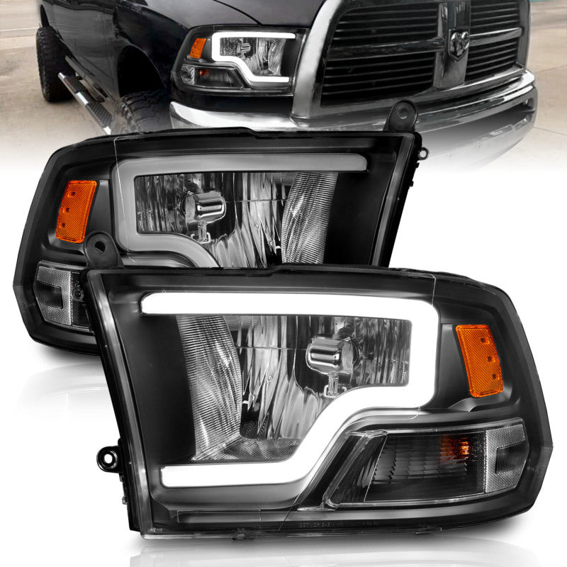 ANZO 111515 2009-2018 Dodge RAM 1500 Crystal Headlights w/ Light Bar Black Housing