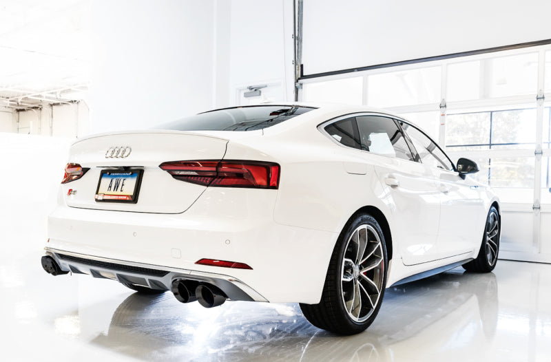 AWE Tuning 3010-43050 Audi B9 S4 Touring Edition Exhaust - Non-Resonated (Black 102mm Tips)