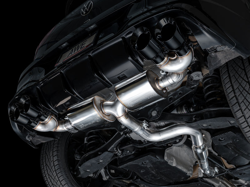 AWE Tuning 3015-43658 AWE MK8 Volkswagen Golf R 3in Touring Edition Quad Exhaust - Diamond Black Tips