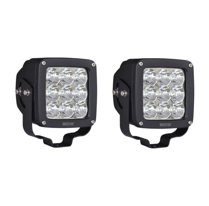 Westin 09-12219B-PR Axis LED Auxiliary Light 4.5 inch x 4.5 inch Square Flood w/3W Osram (Set of 2) - Black