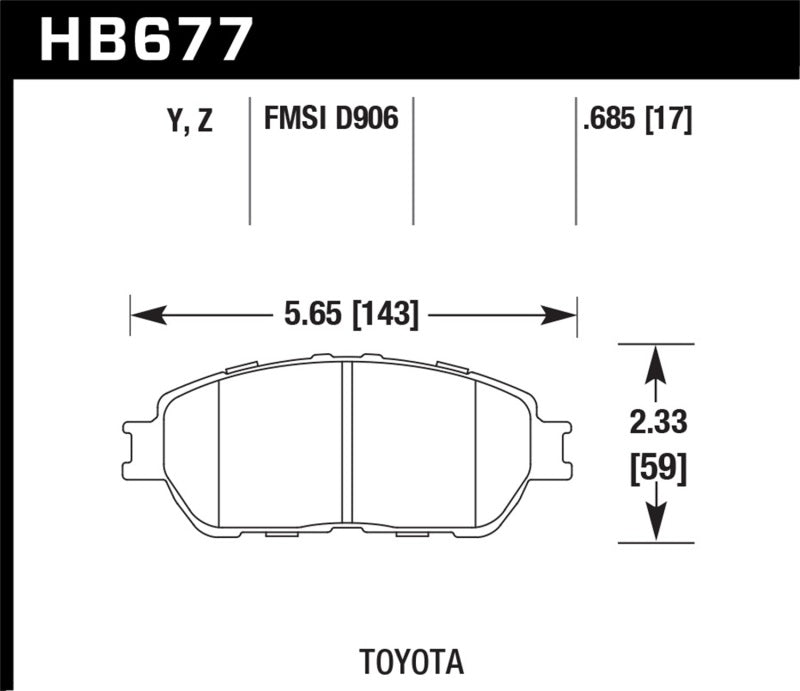 Hawk Performance HB677Z.685 Hawk Lexus 02-03/04-06 ES300/330 Toyota 98-12 Tacoma/Adynl Models Street Perf Ceramic Ft Brake Pads