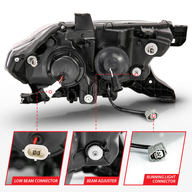 ANZO 111379 2016-2017 Toyota Tacoma Projector Headlights w/ Plank Style Design Black/Amber w/ DRL