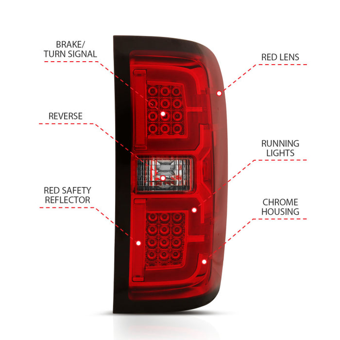 ANZO 311292 2014-2018 Chevy Silverado 1500 LED Taillights Red/Clear