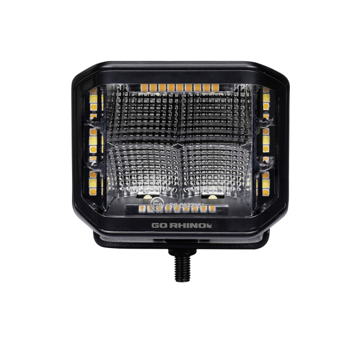 Go Rhino 750700322FCS Xplor Blackout Combo Series Cube Sideline LED Flood Lights w/Amber 4x3 - Blk (Pair)