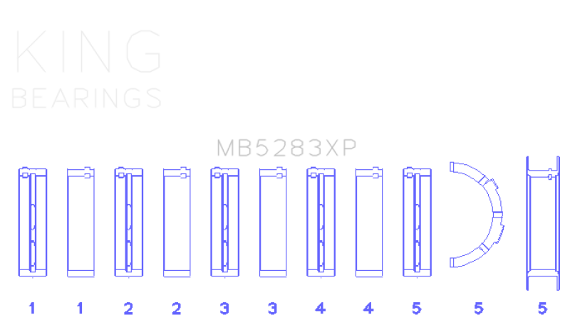 King Engine Bearings MB5283XP0.25 Performance Main Race Bearing Set - Size 0.25mm