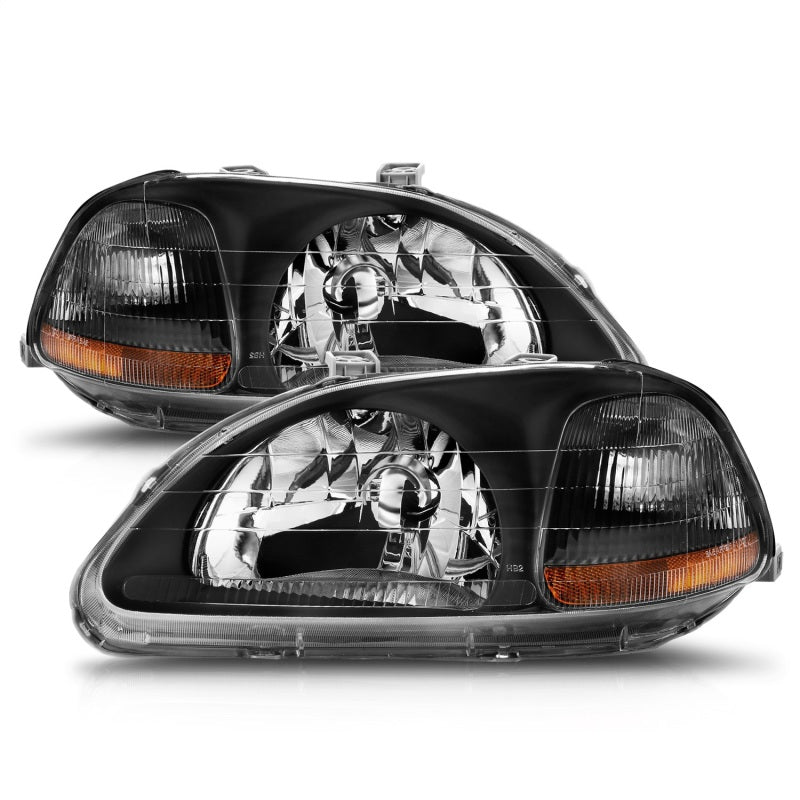ANZO 121067 1996-1998 Honda Civic Crystal Headlights Black