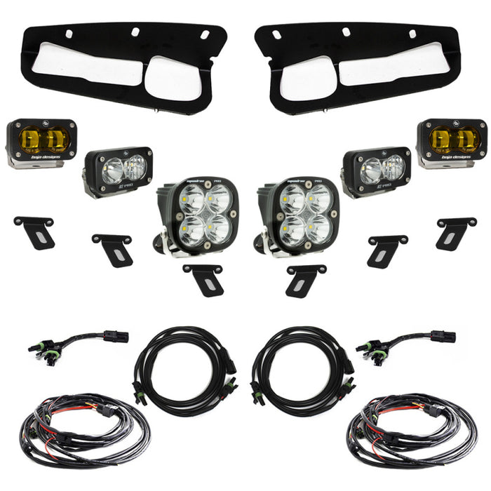 Baja Designs 448179UP 21-22 Ford Bronco w/Steel Bumper S2 SAE Pro Fog Pocket Light Kit w/Upfitter - Amber