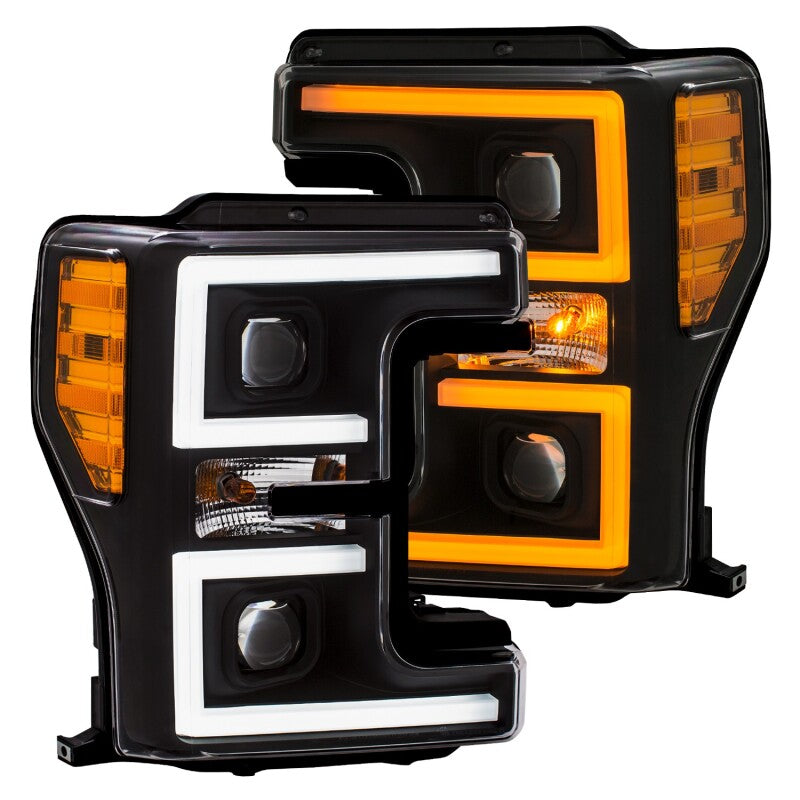 ANZO 111388 LED Headlights 17-18 Ford F-250 Super Duty Plank-Style L.E.D. Headlight Black (Pair)