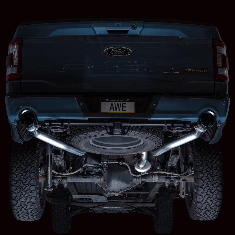 AWE Tuning 3020-33402 2021+ Ford F-150 Tremor (w/ Bumper Cutouts) 0FG Non-Resonated Catback -Diamond Black Tips