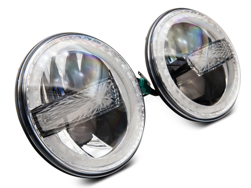 Raxiom J155018 97-18 Jeep Wrangler TJ/JK 7-Inch LED Headlights w/ Halos- Black Housing (Clear Lens)