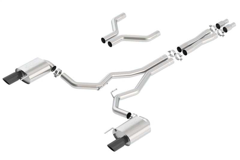 Borla 140630BC Atak Cat-Back 15-17 Ford Mustang GT 5.0L V8 MT/AT 3in pipe 4in Black Chrome Tips