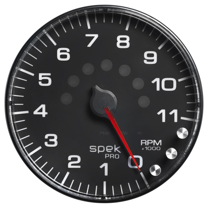 AutoMeter P239328 Autometer Spek-Pro Gauge Tachometer 5in 11K Rpm W/Shift Light & Peak Mem Black/Black