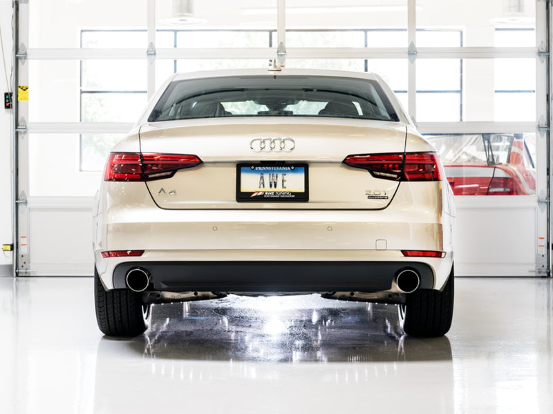 AWE Tuning 3015-32078 Audi B9 A4 Touring Edition Exhaust Dual Outlet - Chrome Silver Tips (Includes DP)