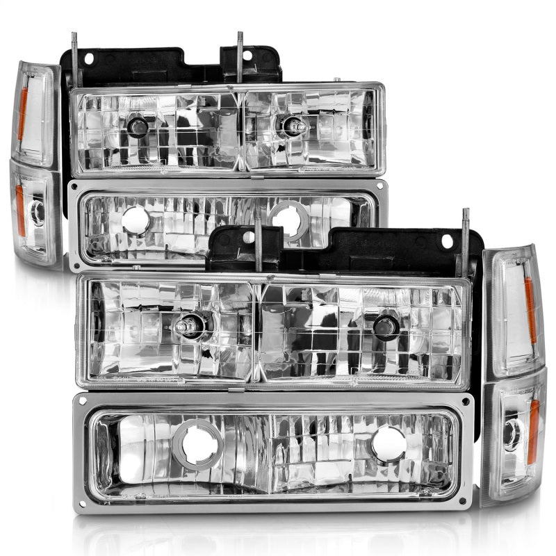 ANZO 111506 88-98 Chevrolet C1500 Crystal Headlights Chrome w/ Signal and Side Marker Lights