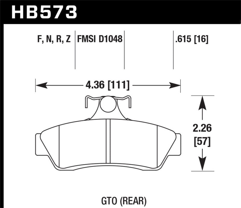 Hawk Performance HB573B.615 Hawk 04-06 Pontaic GTO HPS 5.0 Rear Brake Pads