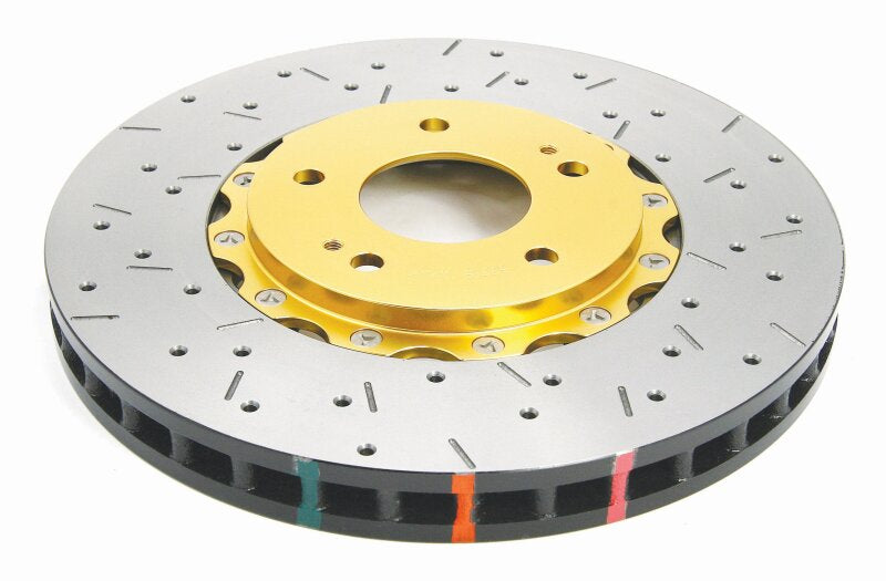 DBA DBA52218GLDXS 03-05 Evo 8/9 Front Drilled & Slotted 5000 Series 2 Piece Rotor Assembled w/ Gold Hat
