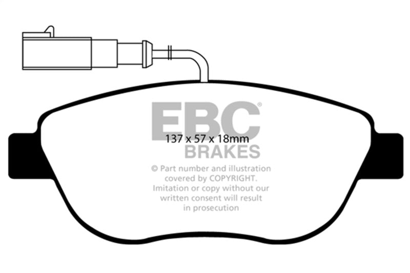 EBC DP31383C 12+ Fiat 500 1.4 Turbo Abarth Redstuff Front Brake Pads