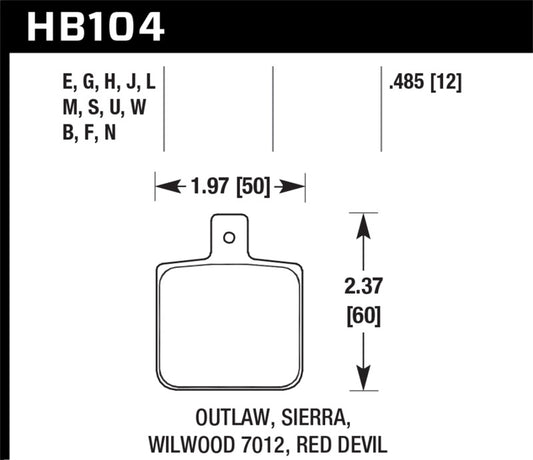Hawk Performance HB104N.485 Hawk Sierra/Outlaw/Wilwood HP+ Street Brake Pads