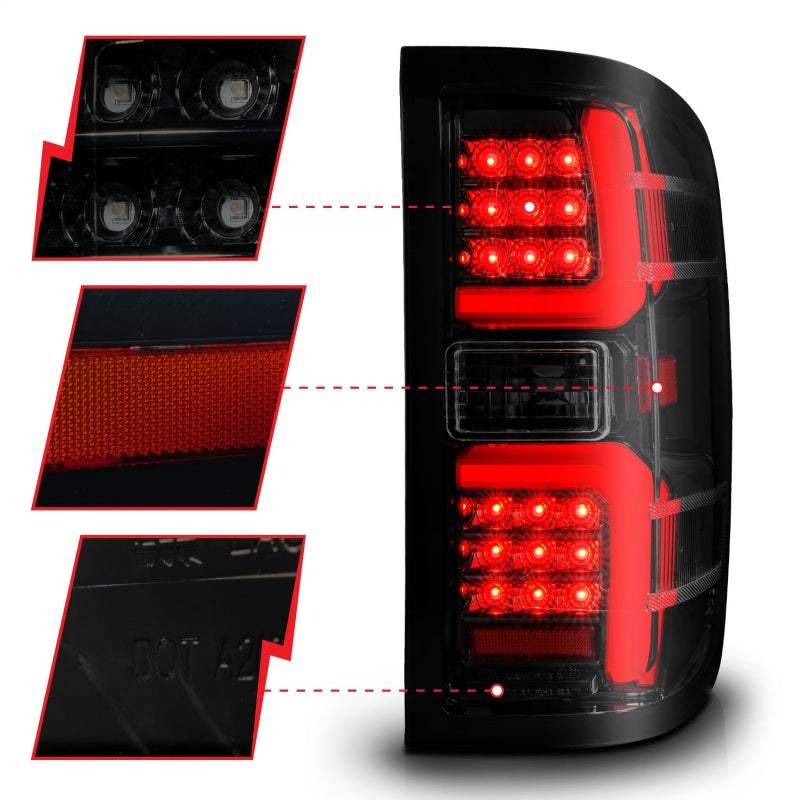 ANZO 311451 15-19 Chevrolet Silverado 2500 HD/3500 HD LED Taillight w/ Sequential Black Housing/Smoke Lens