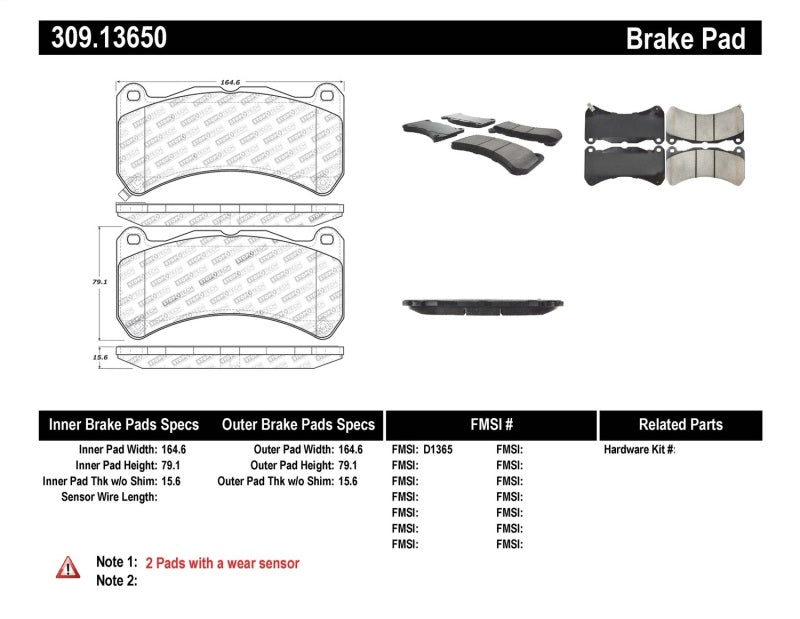 Stoptech 309.13650 StopTech Performance 08-09 Lexus IS F Front Brake Pads