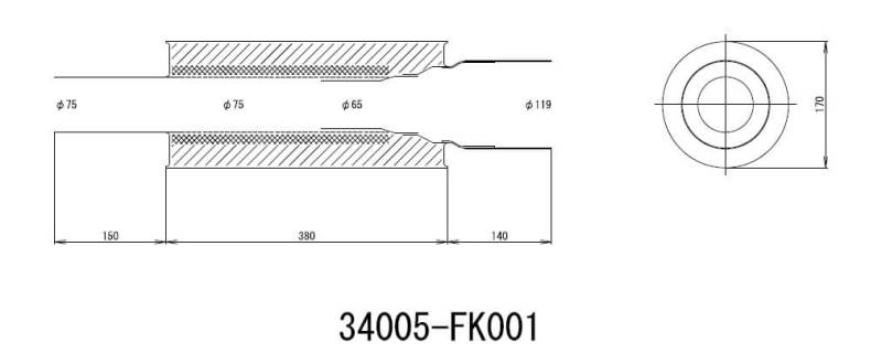 HKS 34005-FK001 Universal Stainless Hi Power 170mm Titanium Muffler