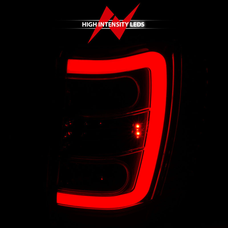 ANZO 311396 1999-2004 Jeep Grand Cherokee LED Tail Lights w/ Light Bar Chrome Housing Red/Clear Lens