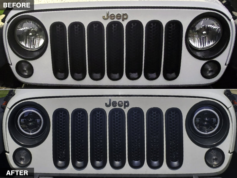 Raxiom J121871 07-18 Jeep Wrangler JK LED Halo Headlights- Chrome Housing (Clear Lens)