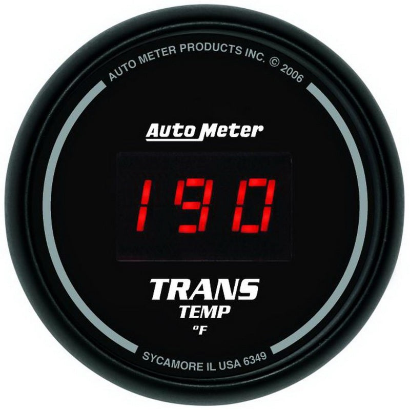 AutoMeter 6349 Autometer Z Series 52mm Black Digital 0-300 Deg F Transmission Temperature Gauge