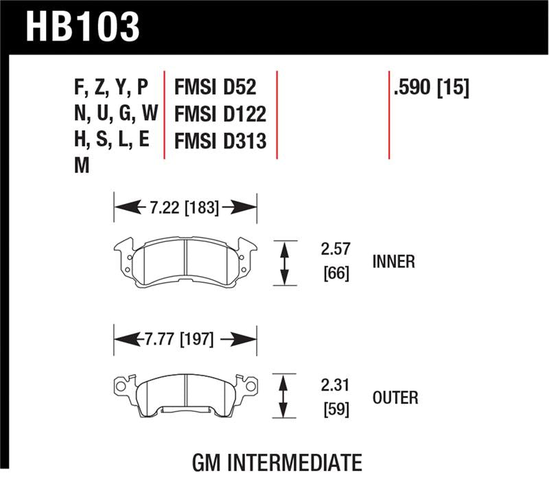 Hawk Performance HB103F.590 Hawk HPS Street Brake Pads