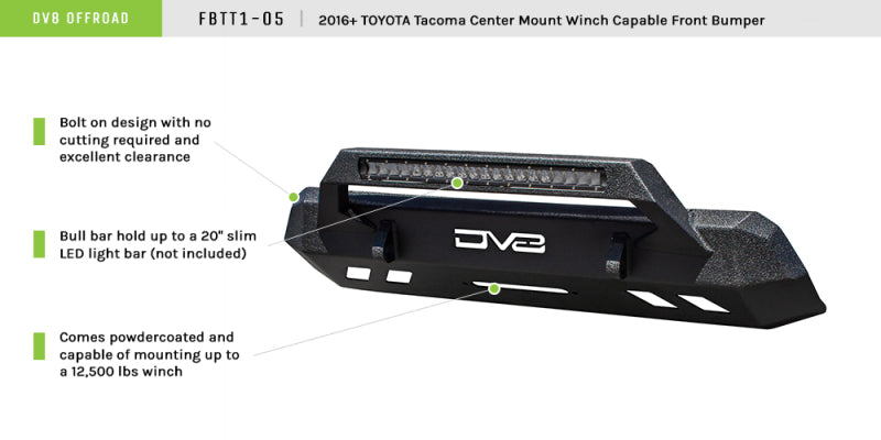 DV8 Offroad FBTT1-05 2016+ Toyota Tacoma Center Bumper