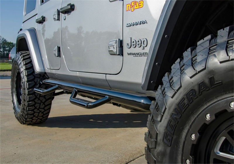 N-Fab J1866-GB Nerf Step 2018 Jeep Wrangler JL SUV 4 Door- Gloss Black - W2W - 3in
