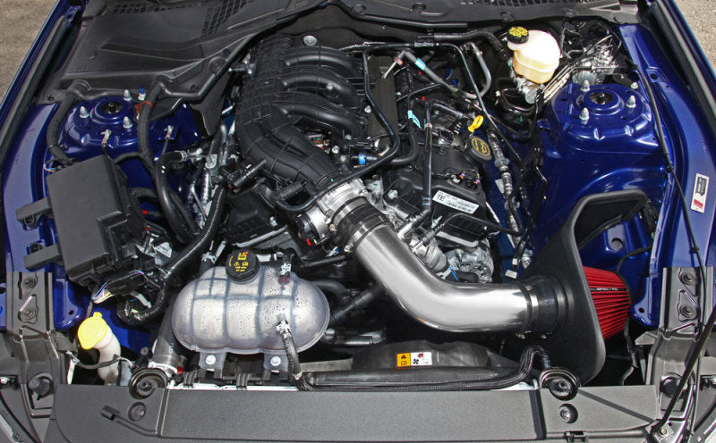 Spectre 9041 15-16 Ford Mustang V6-3.7L F/I Air Intake Kit - Polished w/Red Filter