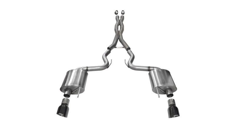 CORSA Performance 14332BLK Corsa 2015-2017 Ford Mustang GT 5.0 3in Cat Back Exhaust Black Dual Tips (Sport)