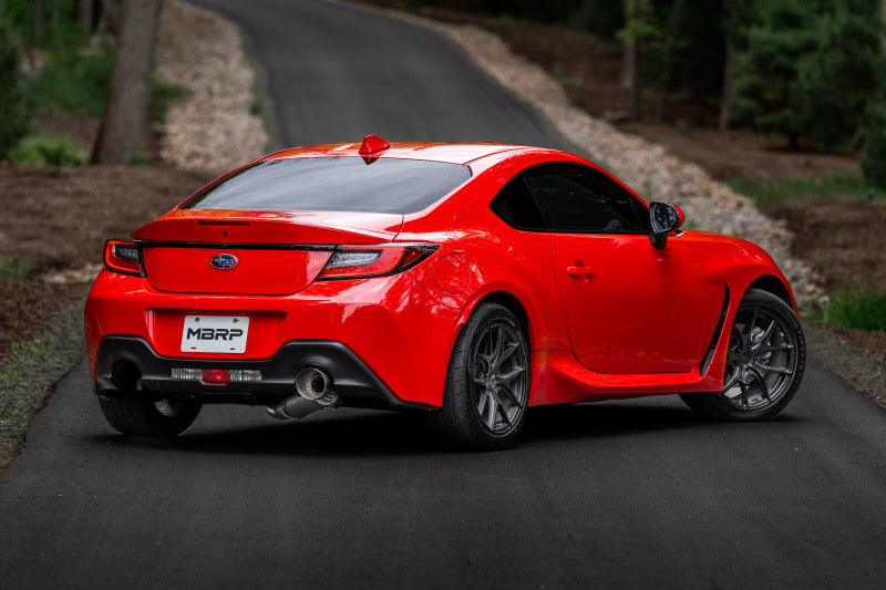MBRP S48063CF 12-22 Subaru BRZ 17-22 Toyota GR86 Stainless Steel 3in Cat-Back-Single Rear Exit w Carbon Tips