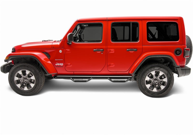 N-Fab J1866-GB Nerf Step 2018 Jeep Wrangler JL SUV 4 Door- Gloss Black - W2W - 3in