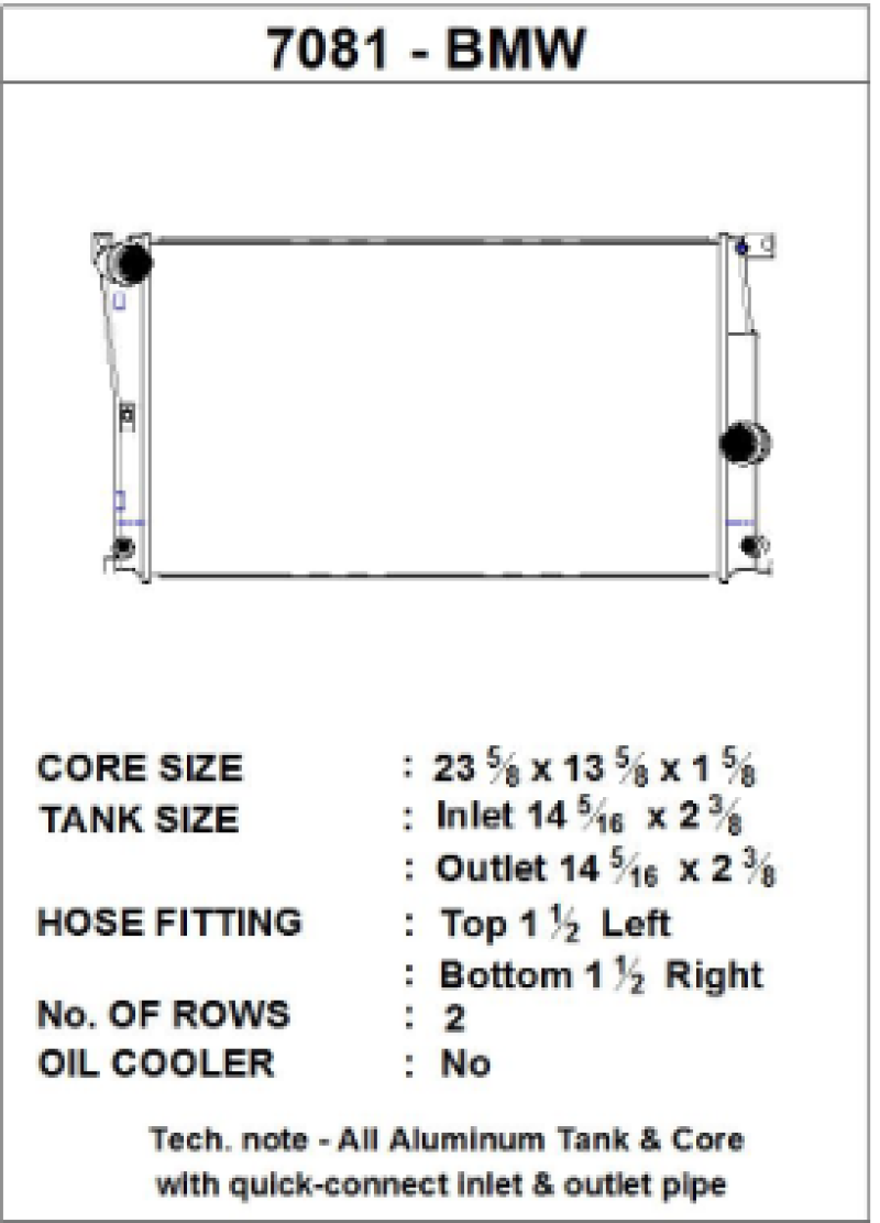 CSF 7081 BMW 2 Series (F22/F23) / BMW 3 Series (F30/F31/F34) / BMW 4 Series (F32/F33/F36) A/T Radiator