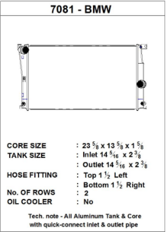 CSF 7081 BMW 2 Series (F22/F23) / BMW 3 Series (F30/F31/F34) / BMW 4 Series (F32/F33/F36) A/T Radiator