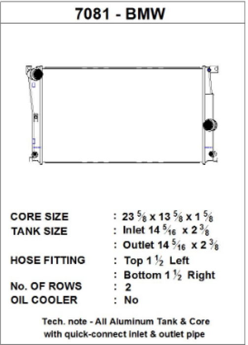 CSF 7081 BMW 2 Series (F22/F23) / BMW 3 Series (F30/F31/F34) / BMW 4 Series (F32/F33/F36) A/T Radiator