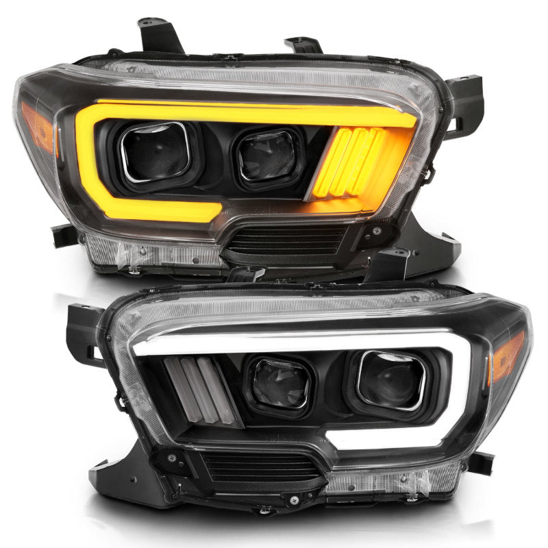 ANZO 111396 2016-2017 Toyota Tacoma Projector Headlights w/ Plank Style Switchback Black w/ Amber