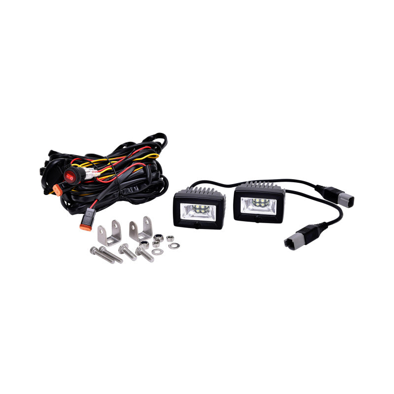 KC HiLiTES 328 C-Series 2in. C2 LED Light 20w Area Flood Beam (Pair Pack System) - Black