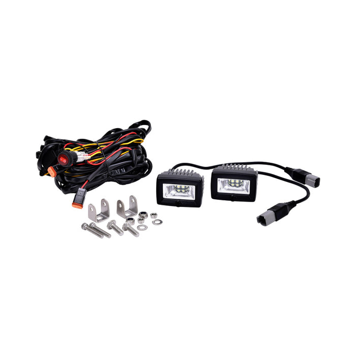 KC HiLiTES 328 C-Series 2in. C2 LED Light 20w Area Flood Beam (Pair Pack System) - Black